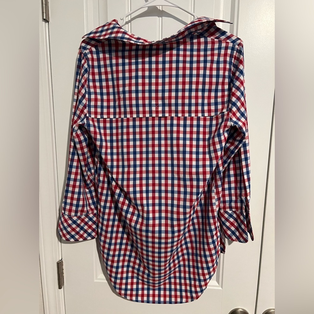 Vineyard Vines Women’s Long Sleeve Gingham Tunic Shirt Red White Blue Plaid - Picture 5 of 8
